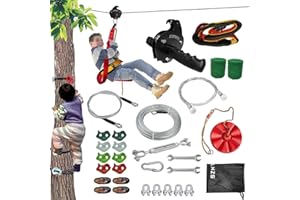 SZHTMZXC Zipline Kits for Backyard, 180FT Zip Line Kit for Kids and Adults Up to 350Lbs, Outdoor Playground Equipment (180FT Tree Climbing)
