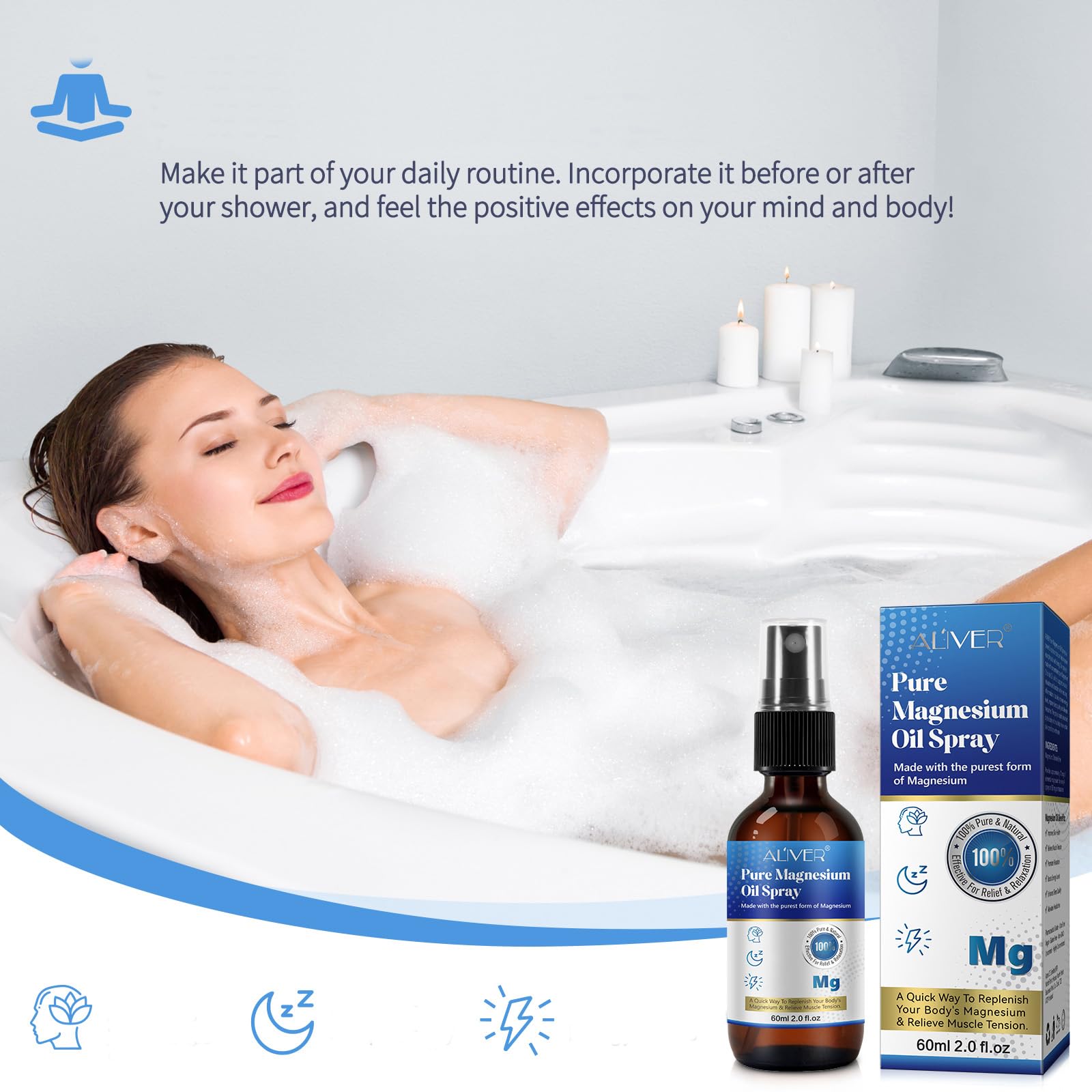 Generic Pure Magnesium Oil Spray, Magnesium Chloride Oil Spray, Magnesium Spray for Feet, Magical Magnesium Body Spray 2.02 fl.oz