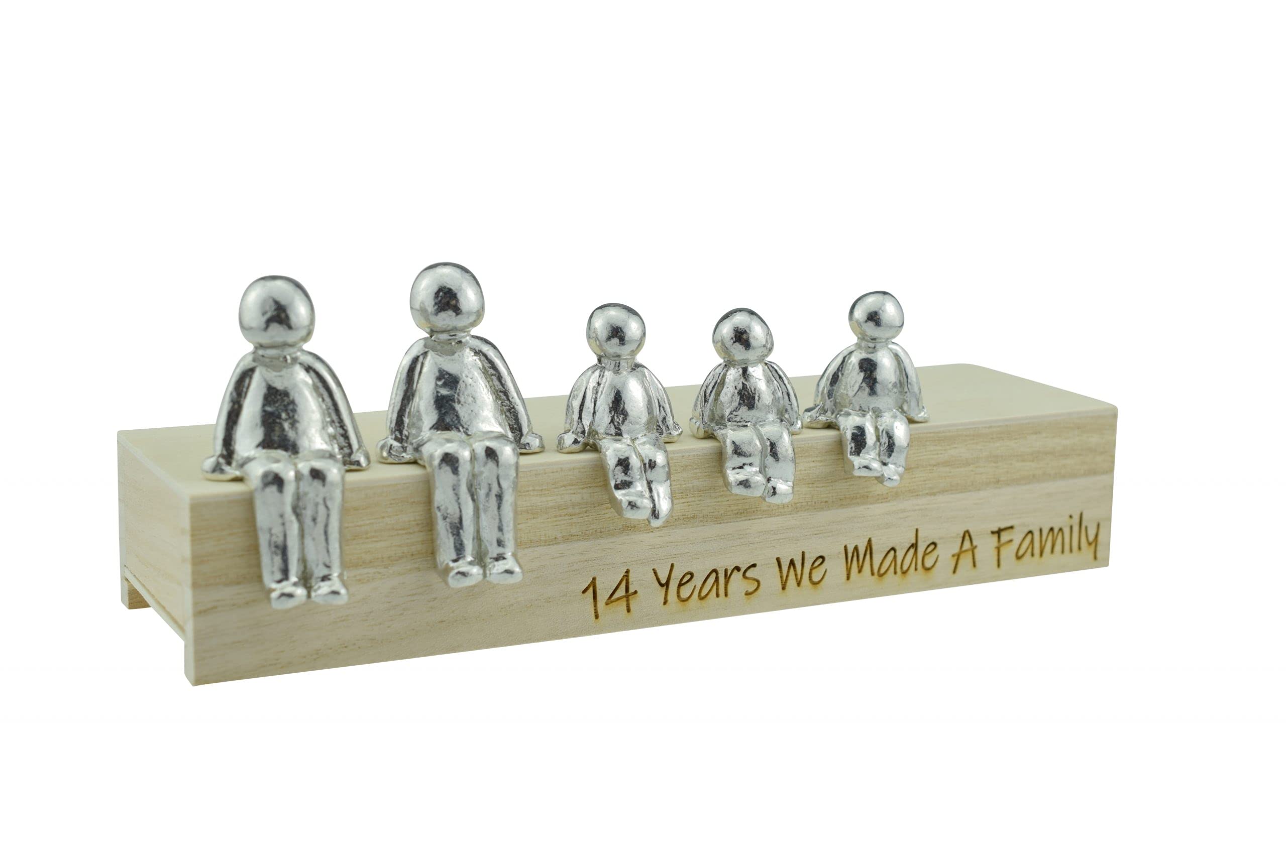 Pirantin 14th Anniversary Idea - 14 Years We Made A Family Metal Ornament - Choose Your Family Combination Box & Woodgrain May Vary(3 Children)