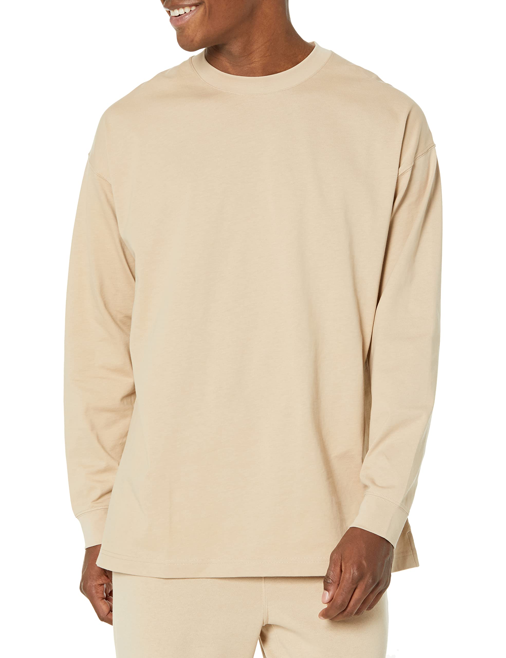 Photo 1 of Amazon Essentials Men's Oversized-Fit Long-Sleeve Organic Cotton T-Shirt, Midweight, Tan, XX-Large Big Tall