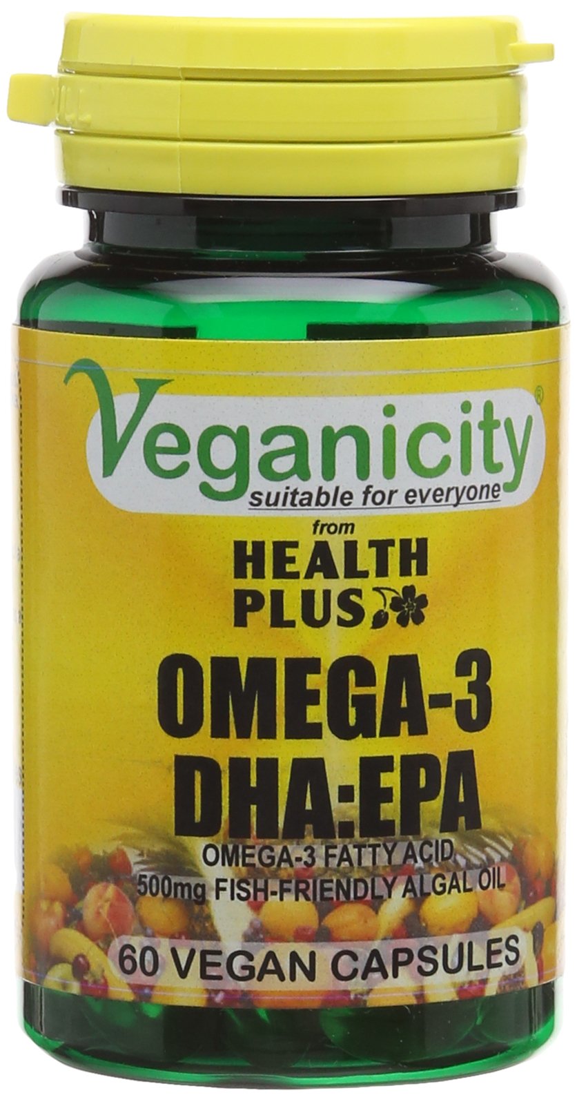 Veganicity Omega3 DHAEPA 500mg Algal Oil Vegan Omega3 Fatty Acid