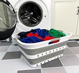 SAMMART 42L Collapsible Laundry Basket Foldable Pop Up Storage Grey/White view 3