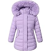 MAJSEBI Girl's Winter Waterproof Warm Long Coat,Kids Puffer Jacket Outerwear Parka,Removable Hood