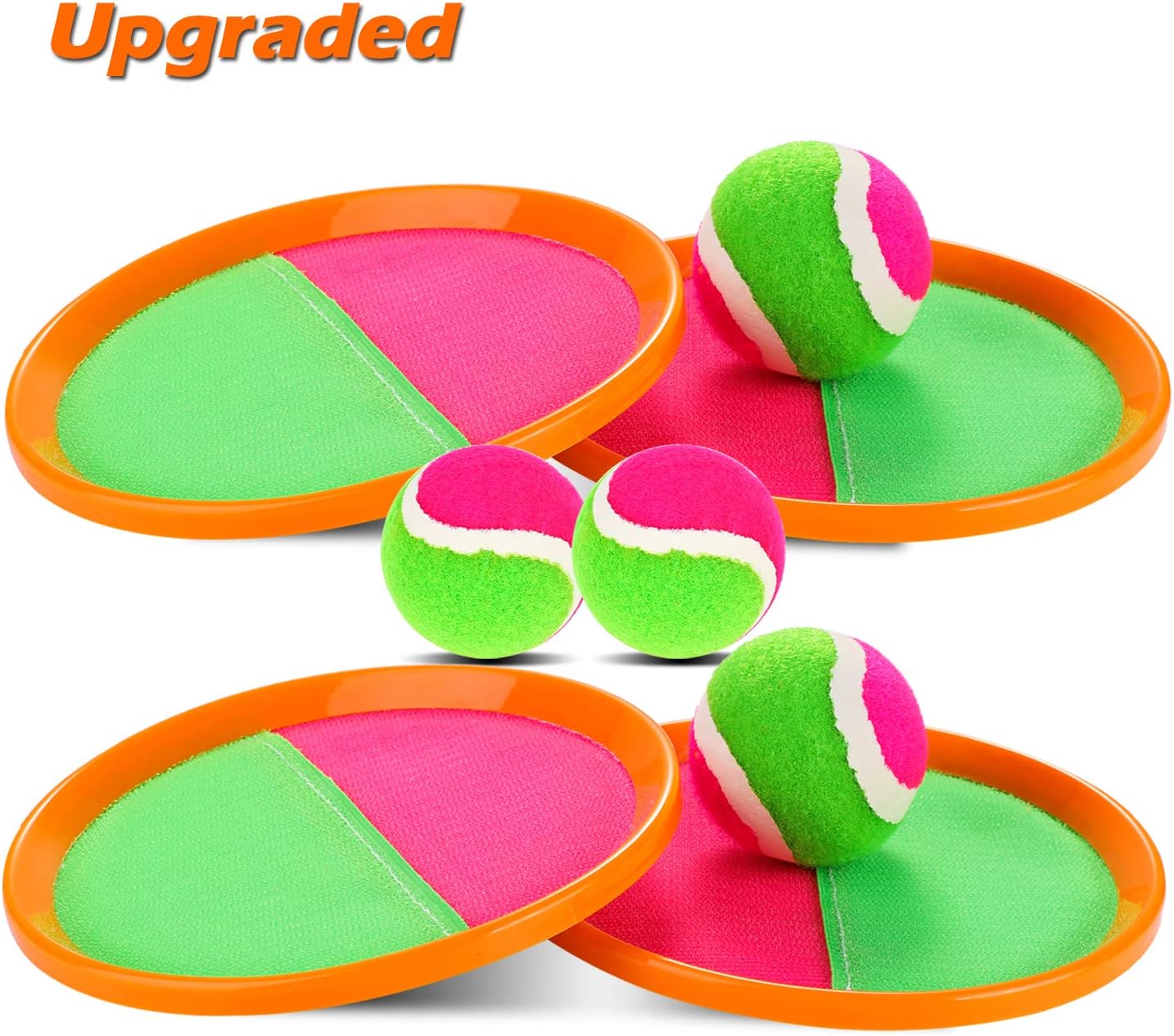 Qrooper Self-Stick Toss and Catch Game Set, Paddles and Toss Ball Sports Game with 4 Paddles, 4 Balls and 1 Storage Bag, Suitable for Kids Gift Idea