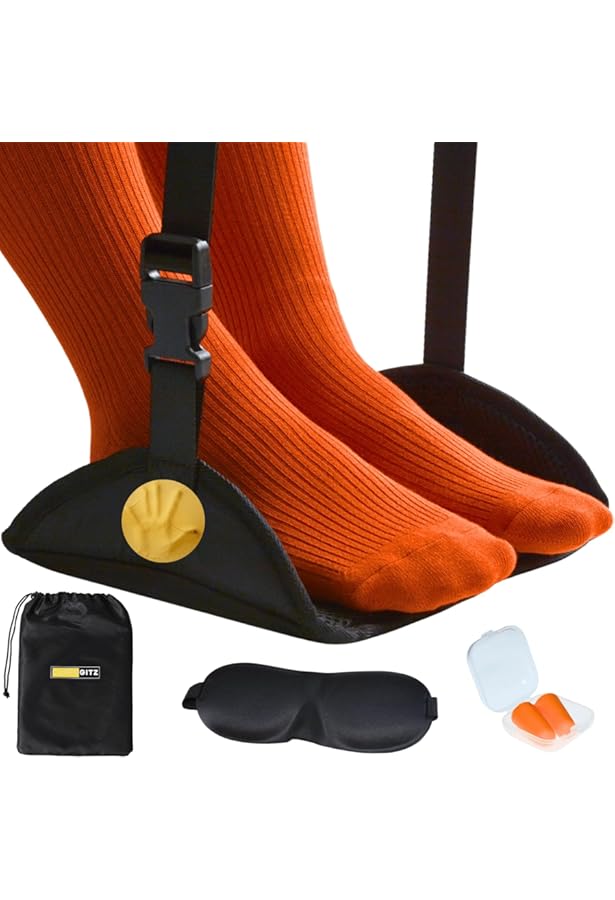 Repose-pieds D'avion Réglable En Mousse à Mémoire De Premium Pour Les Longs Vols Hauteur Reglable