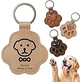 CDBUY Personalized Pet Memorial Gifts for Dogs - Custom Name Paw-Shaped Leather Keychain, Refillable Keepsake for Bag or Key