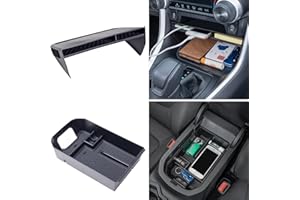 TOPINSTALL 2PCS Console Organizer Compatible with 2019-2024 Toyota RAV4 & RAV4 Prime Accessories, Armrest Storage Box Tray and Gear Shift Insert Organizer Solid RAV-4 Interior Part