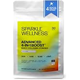 Sparkle Wellness Advanced 4-in-1 Boost Multi Collagen Peptides (No Flavor) | with VERISOL, FORTIBONE, FORTIGEL &amp; TENDOFORTE for Skin, Hair, Bone &amp; Joint Health, Vitamin C &amp; HA