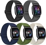 Tiptops 5 Pack Straps for Fitbit Versa 4 Sense 2 Versa 3 Sense Nylon Loop