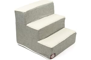 Majestic Pet 3 Step Portable Dog Stairs for Small Dogs to get on Bed Supports 250 lbs or Less – Dog Steps for High Bed with Machine Washable Cover –Pet Stairs for Cats Jackson Heathered Gray