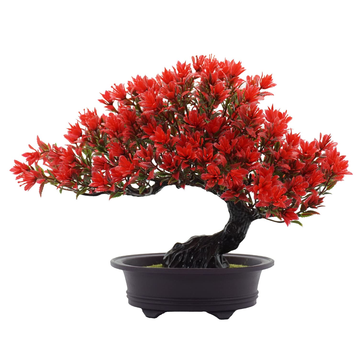 Verve Jelly Artificial Bonsai Tree, 9.4inch Simulation Pine Tree Potted Decoration, Fake Bonsai Ornaments for Home Office, Red, 24x32 cm (YNUK-JJ0669-R)