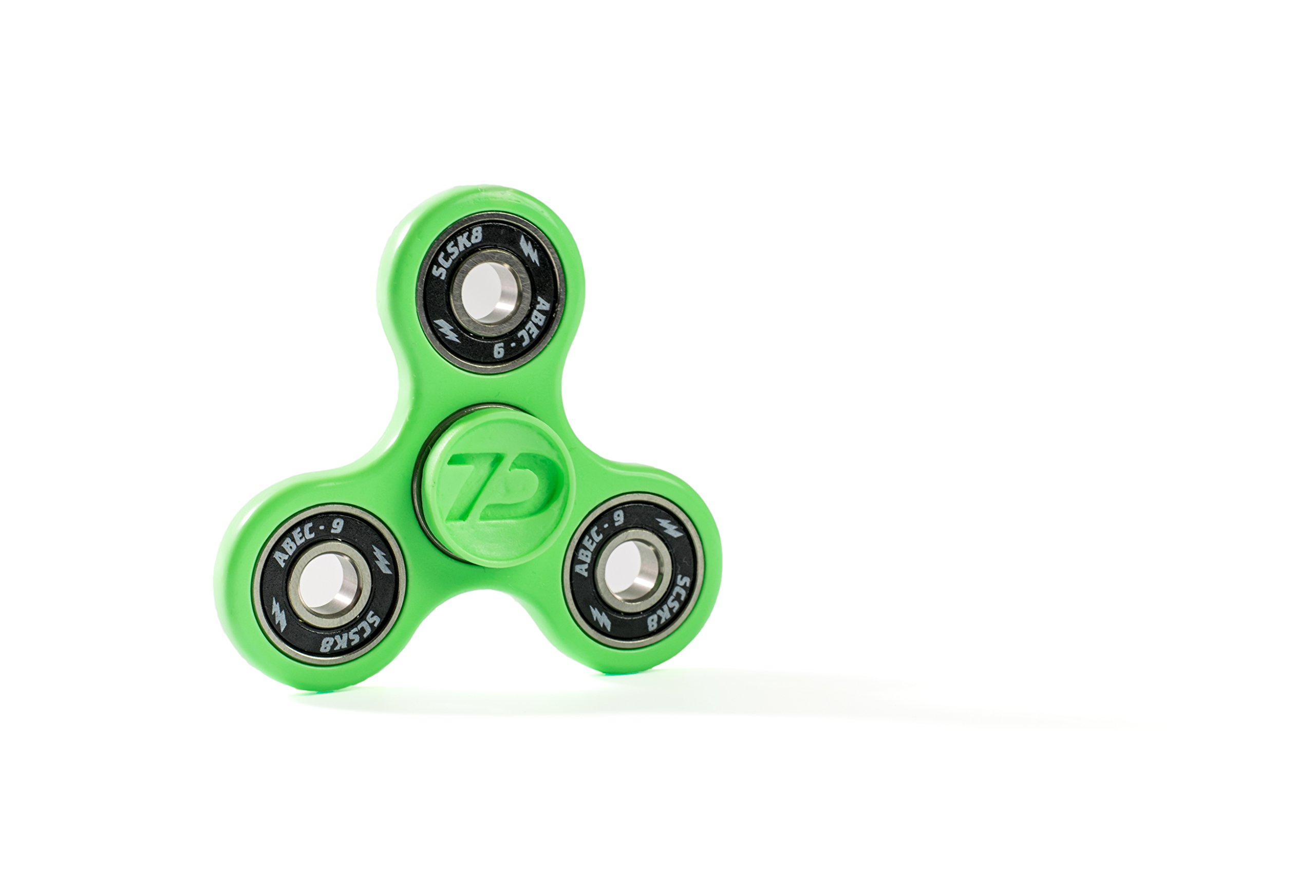 7D CUSTOMS EDC Tri-Spinner Fidget Toy NEW 2017 EDITION Dirt Resistant Smooth Surface Finish Ultra Durable Non-3D printed (PREMIUM NEON EDITION) (Green)
