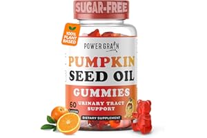 Power Grain Sugar-Free Pumpkin Seed Oil Gummies – 4000mg Extra Strength – Hair Growth, Skin, Prostate & Bladder Support – Vegan, Non-GMO, Delicious Orange Flavor – 60 Gummies