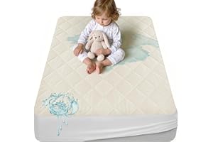 Lofe Organic Cotton Crib Mattress Protector - Top&Side Waterproof, 100% Waterproof Crib Mattress Protector, Breathable Baby Crib Mattress Cover, Toddler Crib Mattress Fitted 52x28x9 in