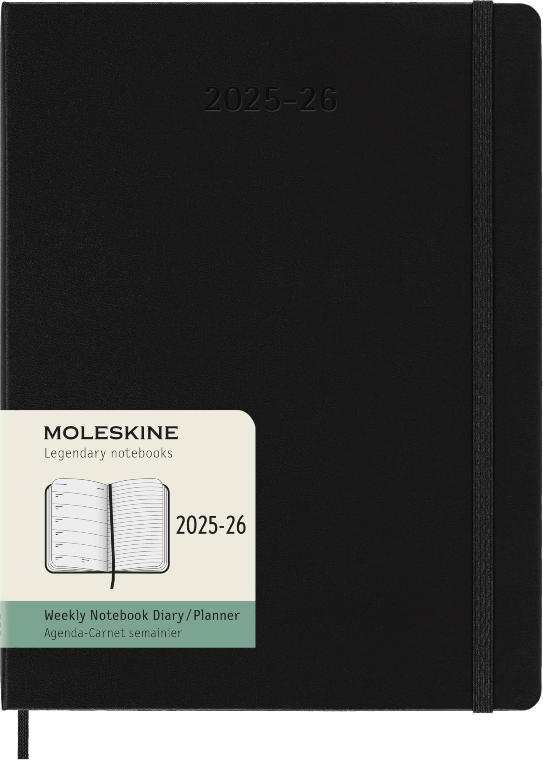 Moleskine Classic 18 Month 2025-2026 Weekly Planner, Hard Cover, XL (7.5″ x 10″), Black, 208 pages