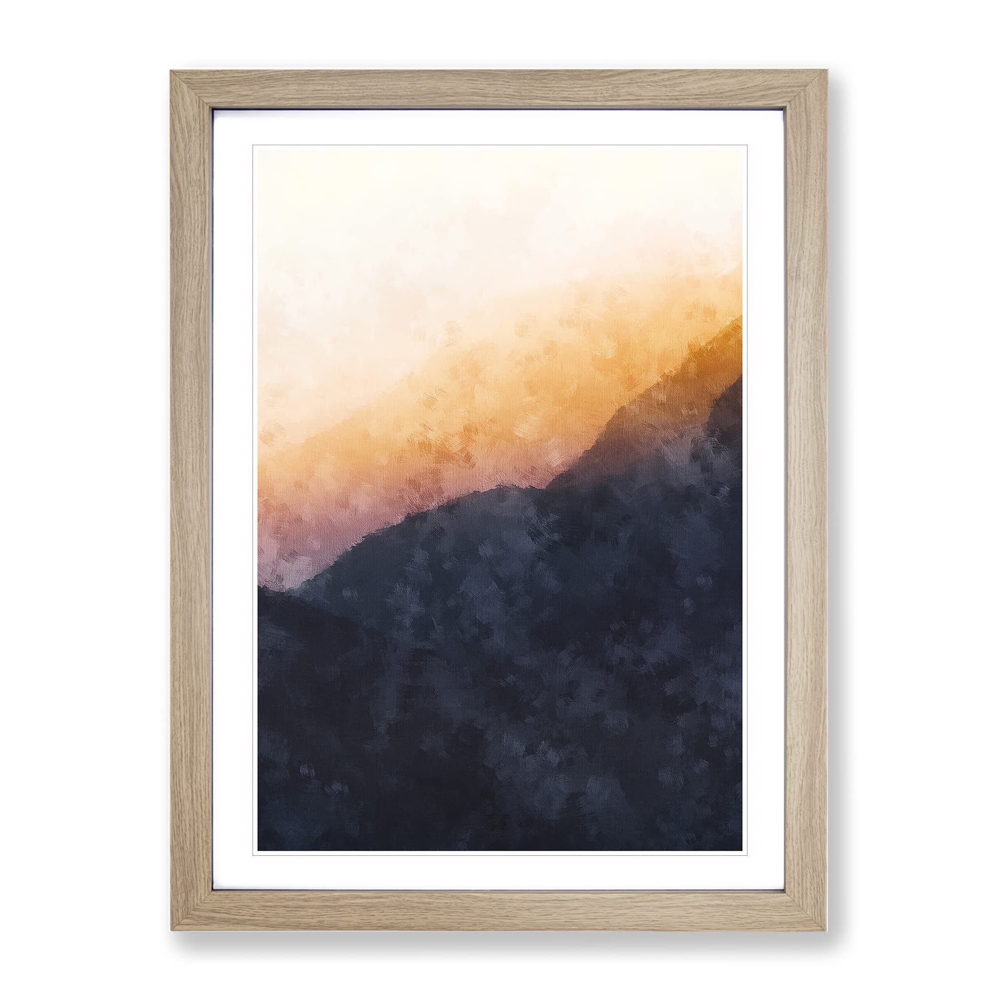 Sri Pada Adams Peak In Sri Lanka Painting Modern Framed Wall Art Print, Ready to Hang Picture for Living Room Bedroom Home Office Décor, Oak A4 (34 x 25 cm)