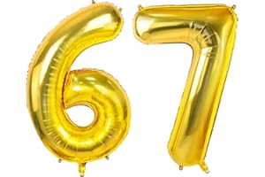 Joycard 40 Inch Gold Foil Helium Number 67 Balloons for 67th Birthday Party Decorations