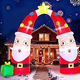 DearSun 10FT H Giant Animated Christmas Inflatables Archway,Lovely Inflatable Santa Claus Archway with Gift Box, Jumbo Christmas Blow up Holiday Outdoor Yard Decoration Built-in LED Lights