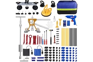 ZEUSFIRE Dent Puller Kit, 129PCS Dent Removal Kit for Cars with T-bar Dent Puller, Bridge Puller, Golden Lifter, Trim Removal Tool, Air Wedge, Dent Repair Tool for Car Dent Remover Puller