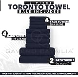 GC GAVENO CAVAILIA Towels 10 Piece Egyptian Cotton Navy Bale Set 4xFace 4xHand view 3