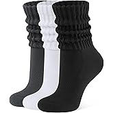 CLOSEMATE Womens Scrunch Crew Socks Retro Soft Cotton Cozy Slouchy Socks for Sneakers Boot 3 Pairs