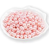 Guoxin 200Pcs Glass Pearl Beads Faux Pearls Round Czech Tiny Satin Luster Spacer Loose Beads Bulk with Holes Handcrafted for DIY Bracelets Jewelry Making Crafts Supplies (4MM, Pink)