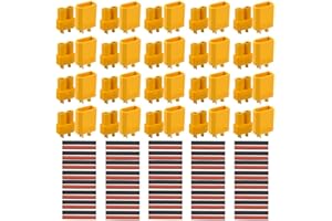 QitinDasen 40Pcs XT30 Bullet Connector, 20 Pair XT30 Male Female Battery Connector, 2mm Gold Plated Connector Power Plug with