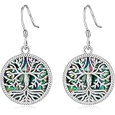 Tree of Life Earrings for Women Sterling Silver Abalone Tree of Life Dangle Drop Earrings Jewelry Gift for Women