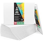 ARTEZA Canvas Panels, 8 x 10 in, Pack of 14, 100% Cotton, Pre-Primed | Three Coats of Acid-Free Titanium Acrylic Gesso, 8 oz/ 280gsm Surface, Lightweight MDF, For Acrylic, Oil and Gouache Painting