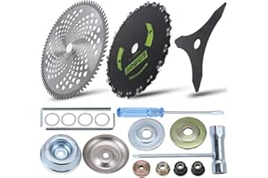 PLAXNS 9" x 20T Chainsaw Tooth Cutter,10" x 80T Carbide Tip Brush Blades,10" x 3 Teeth Carbon Steel Brush Cutter Blades with Universal Adapter Kit Compatible with Cutter, Trimmer, Weed Eater