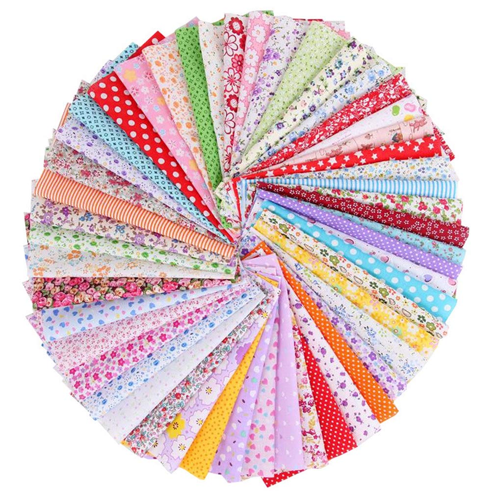 Fabric Squares Patchwork, 100pcs DIY Floral Mixed Cotton Craft Multi Color and Different Pattern Handmade Material Set Bundle Home Crafts Sewing Scrapbooking Quilting Accessories 10cm * 10cm