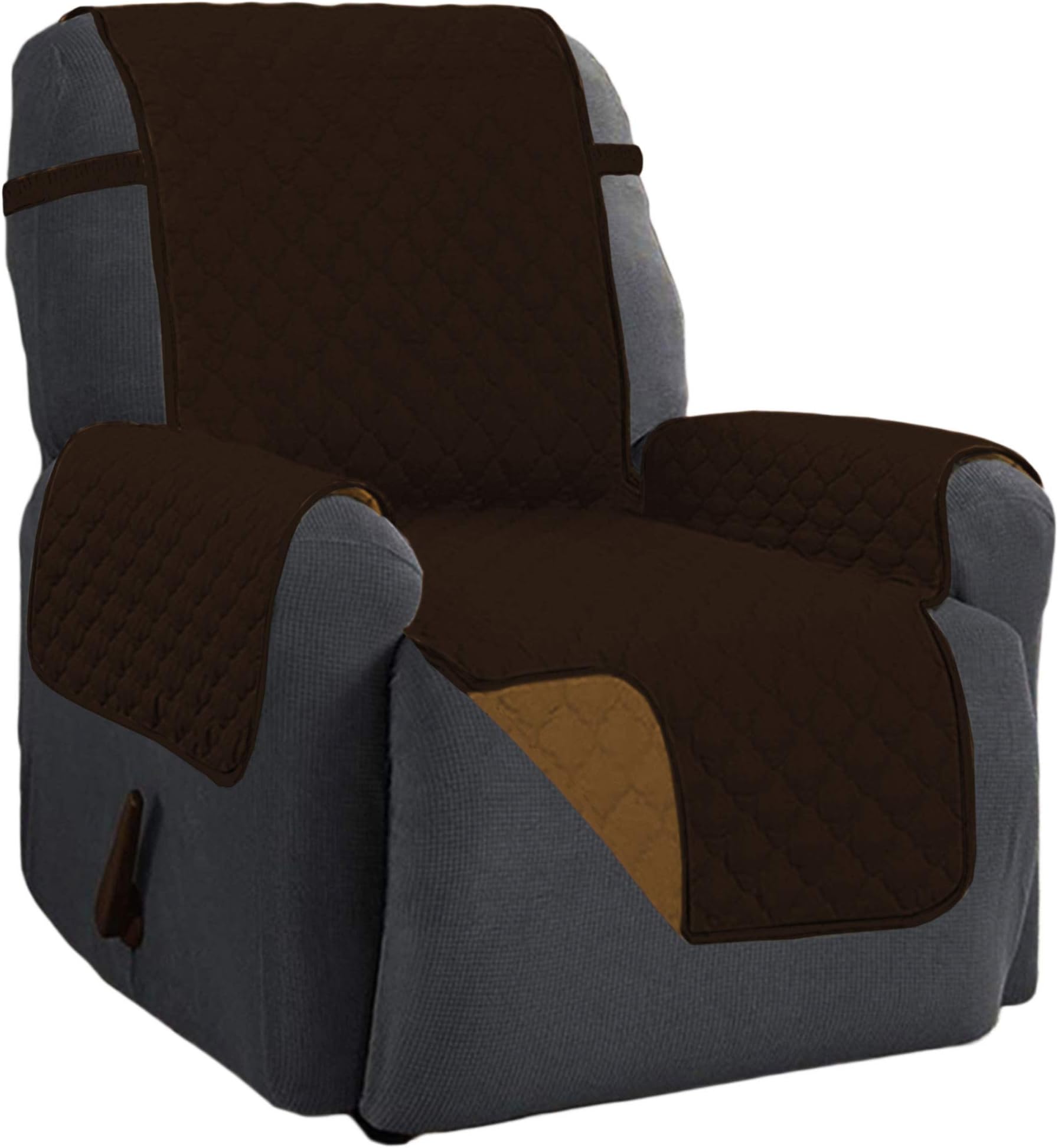 Linen Store Quilted Reversible Microfiber Pet Dog Couch Furniture Protector Recliner Cover (Coffee/Tan)