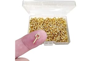 TTSAM 300PCS Mini Screw Eye Pin Pegs, 10 x 5mm Hooks, Self Tapping Screws for Arts & Crafts, Cork Top Bottles & DIY Jewelry Making (Gold)