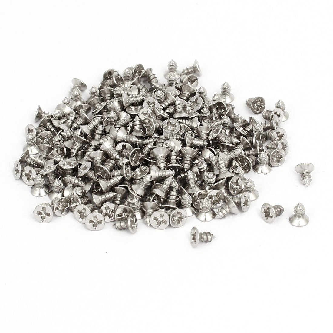 Sourcingmap M3 x 6mm Phillips Flat Head Self Tapping Screws Silver Tone 260pcs