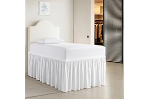 Cottington Lane Ruffled Dorm Room Bed Skirt Twin XL 32 Inch Drop, Hotel Quality Premium 1800 Brushed Microfiber Twin Extra Long College Dust Ruffle, White