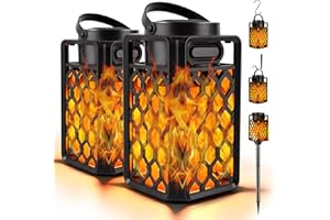 ANERIMST Outdoor Bluetooth Speakers, Led Flame Torch Lantern, Waterproof Wireless Speaker with Wall Mount/Stake/Hook, Camping Patio Accessories, 10W Stereo Sound, BT5.0, Cool Gadgets for Porch Garden Party