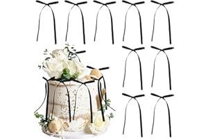 Gyufise 30Pcs Bowknot Cake Toppers Bow Cake Decorations Picks Baby Shower Cake Decorations for Birthday Wedding Party Wedding Anniversary Party Supplies Black