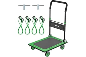 Leeyoung Dolly Cart Telescopic Handle,Moving Platform Hand Truck Heavy Duty 680 lb,Foldable Push Cart Dolly with 6 Rope Hooks in Non-Slip Design with Swivel Wheels