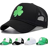 St Patricks Day Green Shamrock Trucker Hat, Ireland Irish Men Women Clover Baseball Cap, Gifts for Dad Mom Grandpa Grandma