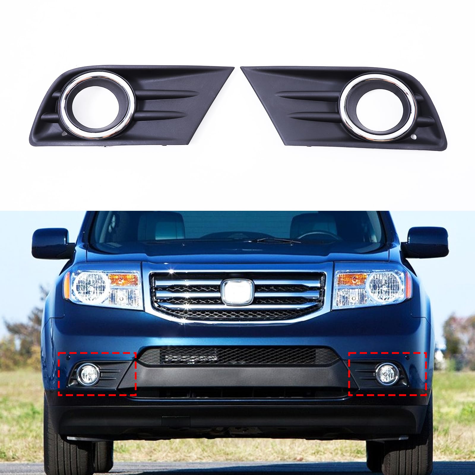 Photo 1 of Heutamo Front Fog Light Cover Replacement Compatible with Honda Pilot 2012 2013 2014 2015 Accessories, 71107SZAA50 Left Right Fog Light Bezel Fog Light Lamp Cover