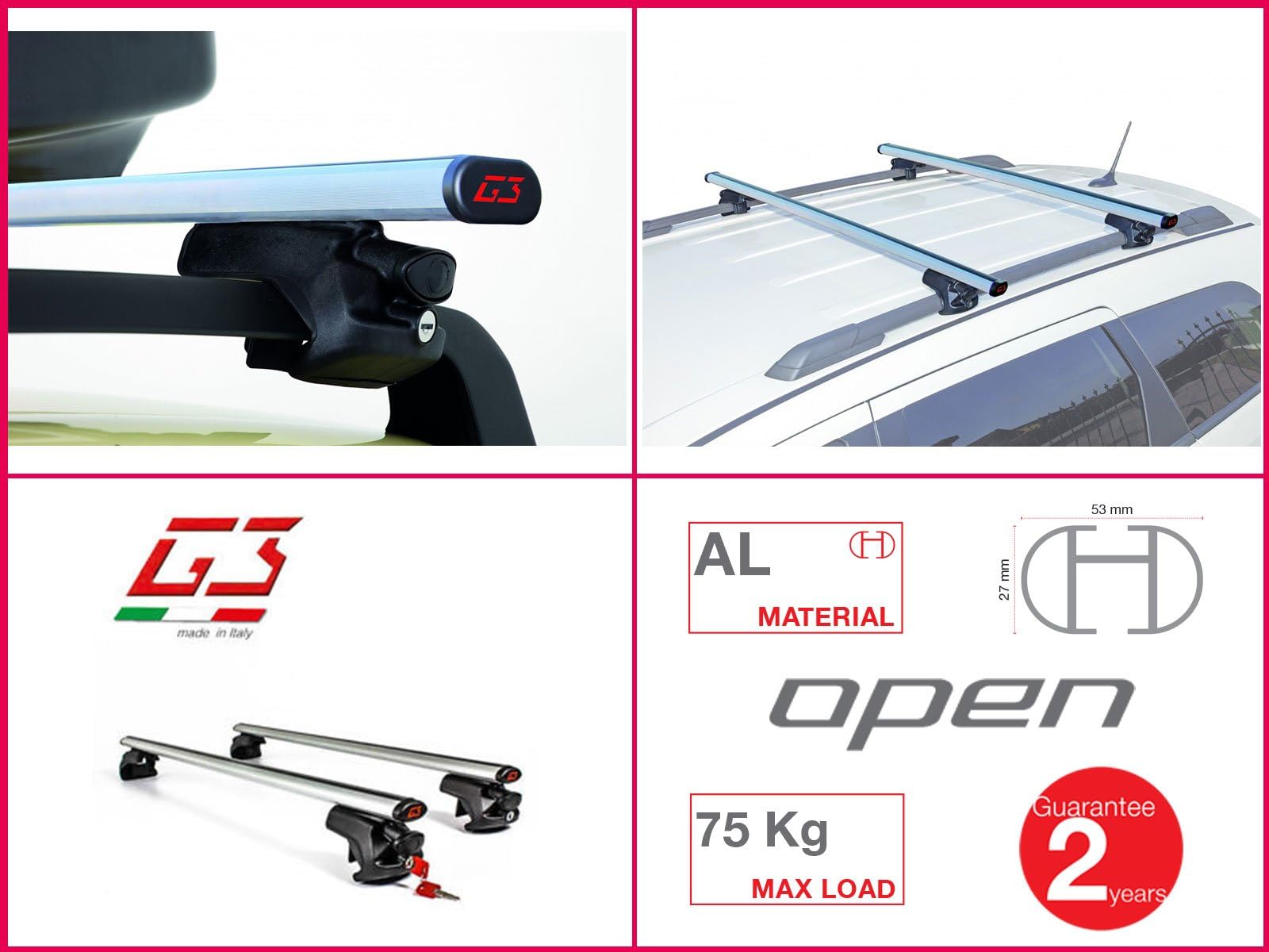 Proposteonline Roof Bars Car Roof Rack for Suzuki Grand Vitara 1998 > Aluminium 1.27 m xs83fg