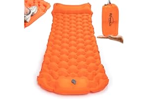 POWERLIX New Upgraded Sleeping Pad for Camping with Built in Pillow and Foot Pump, Carry Bag - Compact Lightweight Camping Ma