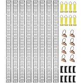 VEVOR E Track Tie-Down Rail Kit, 32PCS 5FT E-Tracks Set Includes 8 Steel Rails &amp; 8 O Rings &amp; 8 Tie-Offs with D-Ring &amp; 8 End Caps, Securing Accessories for Cargo, Motorcycles, and Bikes