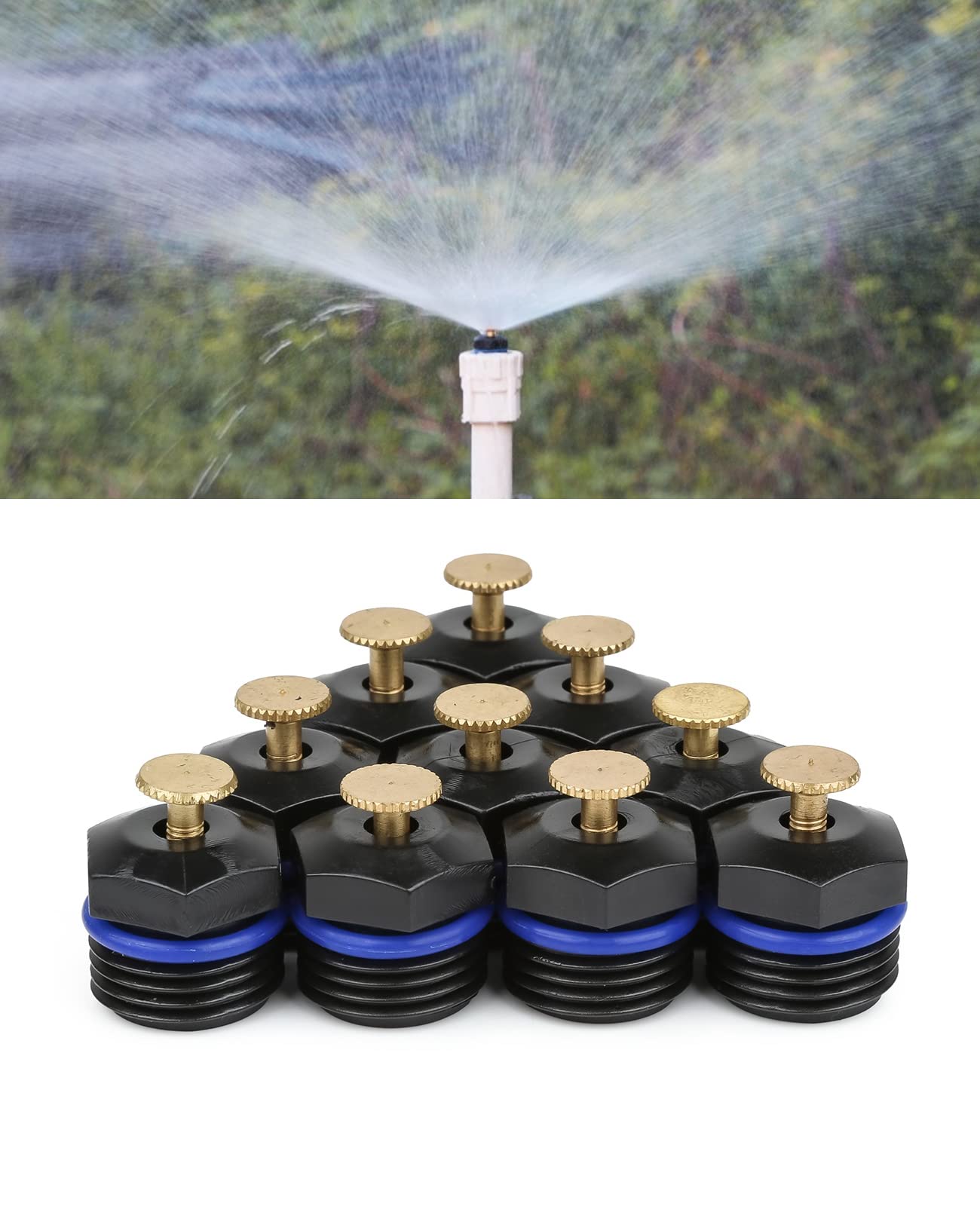 Photo 1 of La Farah 10pcs Atomizing Sprinkler Nozzle,1/2 inch Garden Misting Emitters Adjustable 360 Degree Agricultural Lawn Watering Universal Nozzle Irrigation Micro Spray Heads