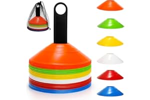 Tebery 60 Pack Soccer Agility Cones, Sports Football Cones with Holder and Bag, Disc Mini Training Equipment Field Markers fo
