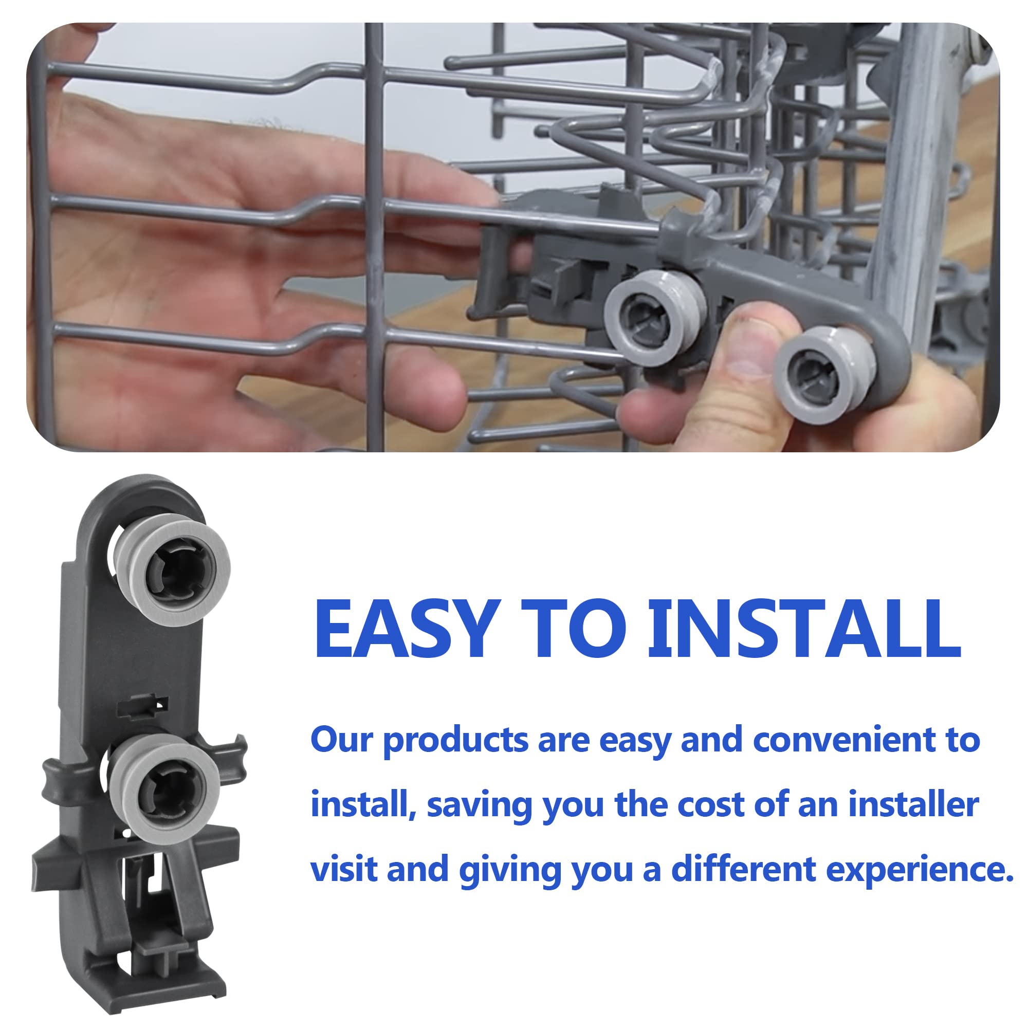 W1035401 Dishwasher Rack Roller Wheel Fit For Ken-more Whirl-pool Kitchen-Aid Replaces W10195336 W10410552 W10434691 WPW10350401VP 2PACKS