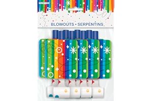 Rainbow Ribbons Birthday Party Blowers, 8ct