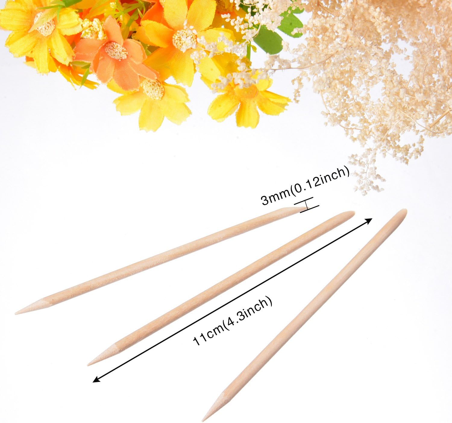 100 Pieces Orange Wood Sticks Nail Cuticle Stick for Pusher Remover Manicure Art Pedicure 4.3 Inches, wood-coloured - Image 3