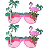 SEWACC 2 Pcs Flamingo Sunglasses Summer Beach Funny Eyeglasses for Adults Hawaiian Party Sunglasses for Photo Props Dress Up Decorative