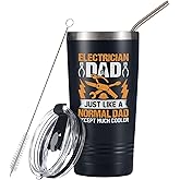 Onebttl Electrician Gifts Tumbler Travel Coffee Mug, for Dad, Husband, Father's Day, Birthday, Stainless Steel Insulated 20oz/590ml - Electrician Dad